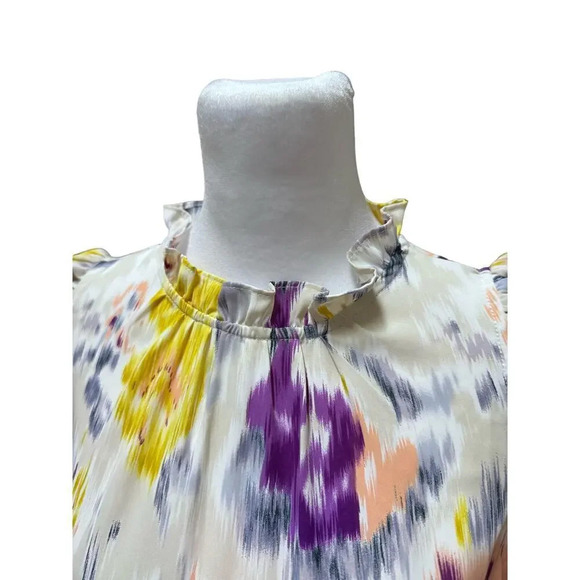 PINCH Polyester Color Splash Tiered Dress Stand Collar Flutter Sleeve Medium - Picture 5 of 10